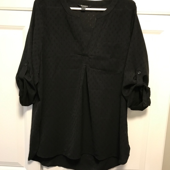 Original Nicole Miller NWOT  Women’s Black Textured Fabric Blouse Top XL - Picture 8 of 9